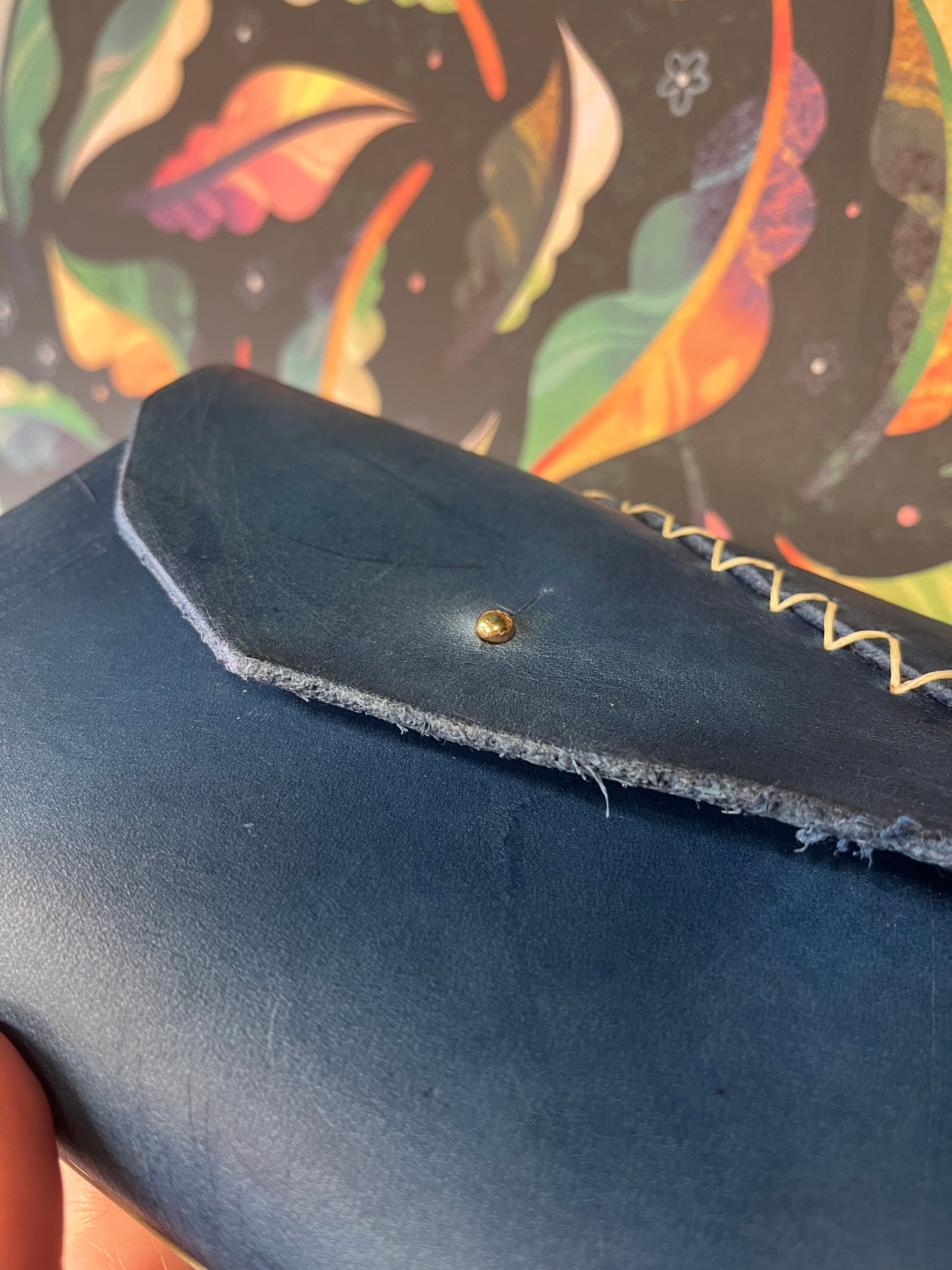 Blue with Stitching Details - Handmade Leather Journal