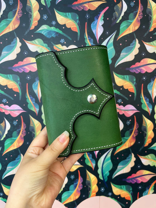 Green Pointed Closure - Handmade Leather Journal