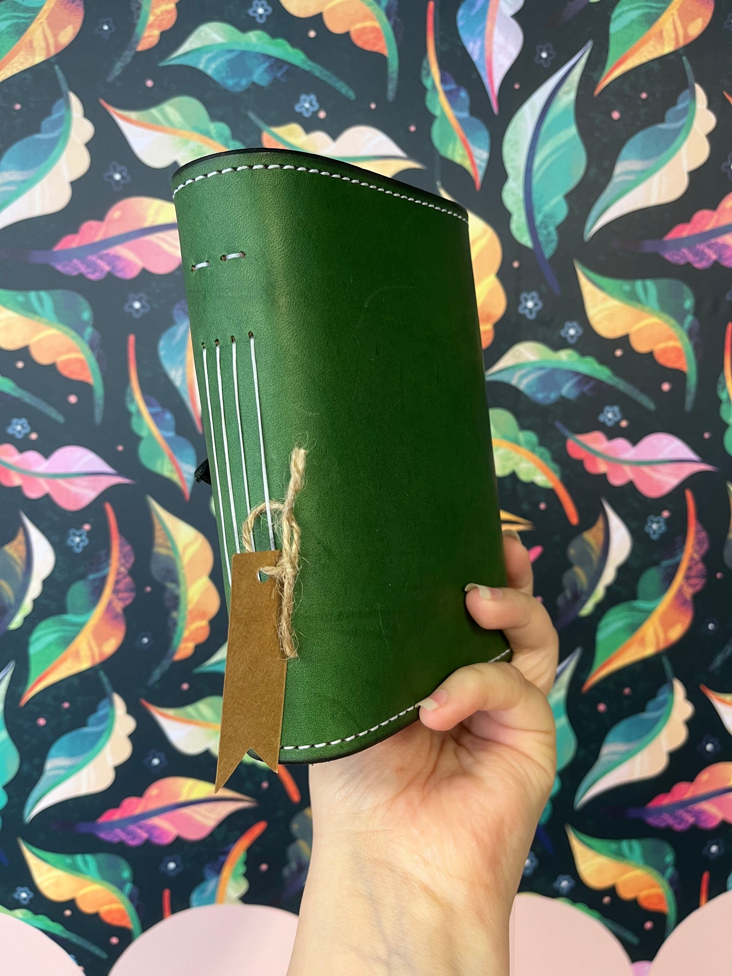 Green Pointed Closure - Handmade Leather Journal