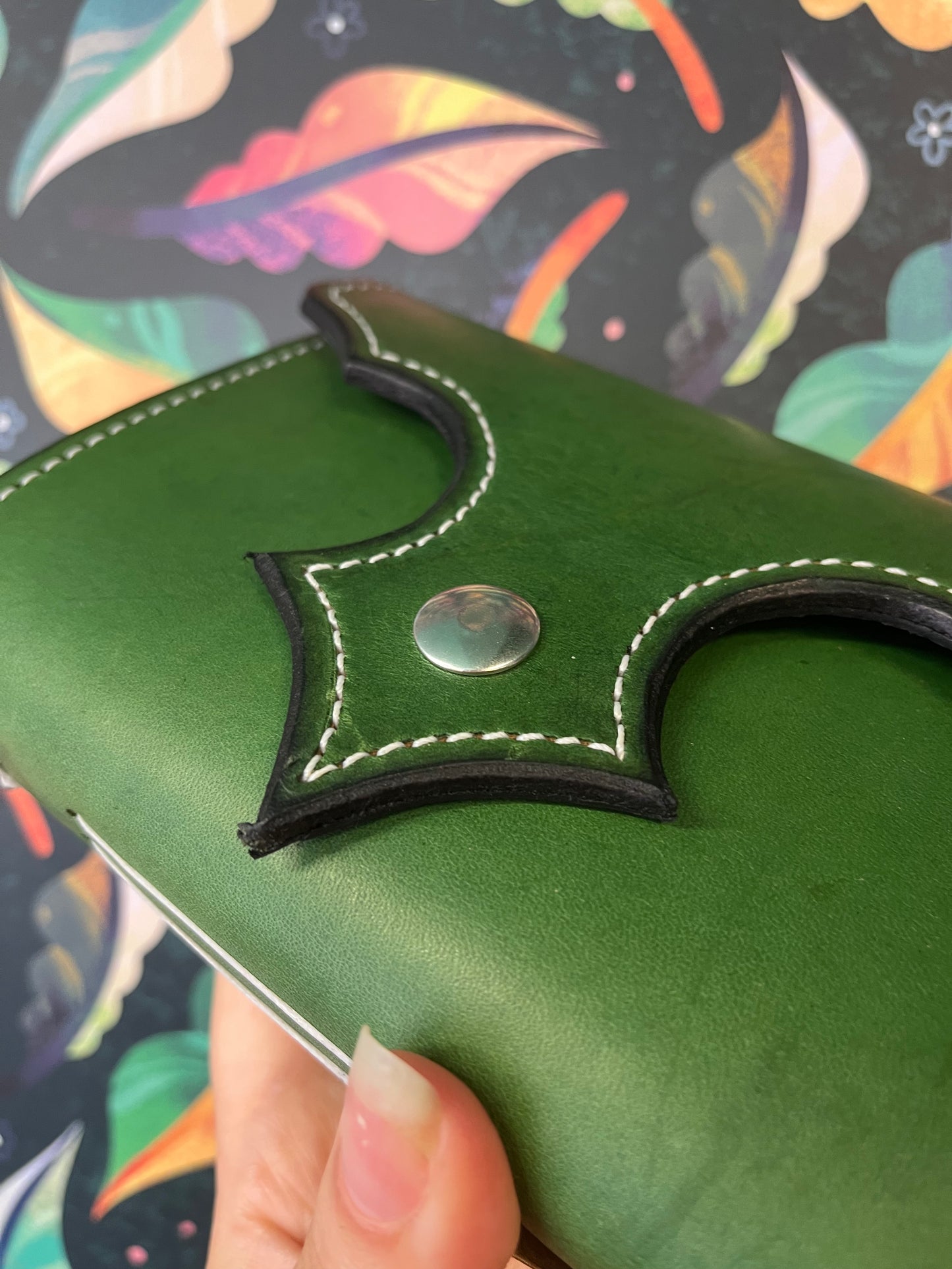 Green Pointed Closure - Handmade Leather Journal