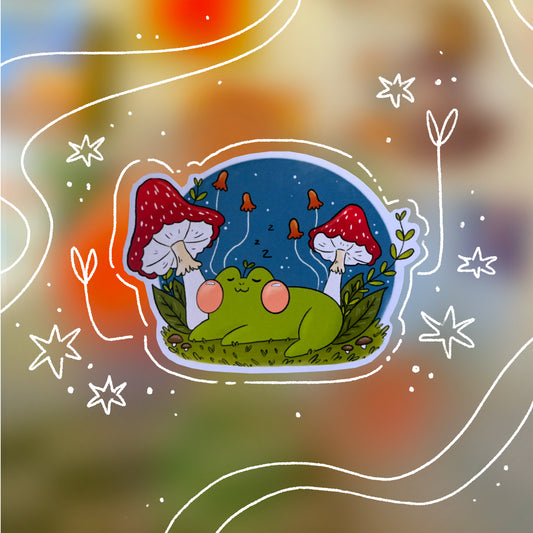 Sleepy Frog- Sticker