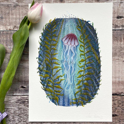 Moon Bathing Jelly - A5 Print