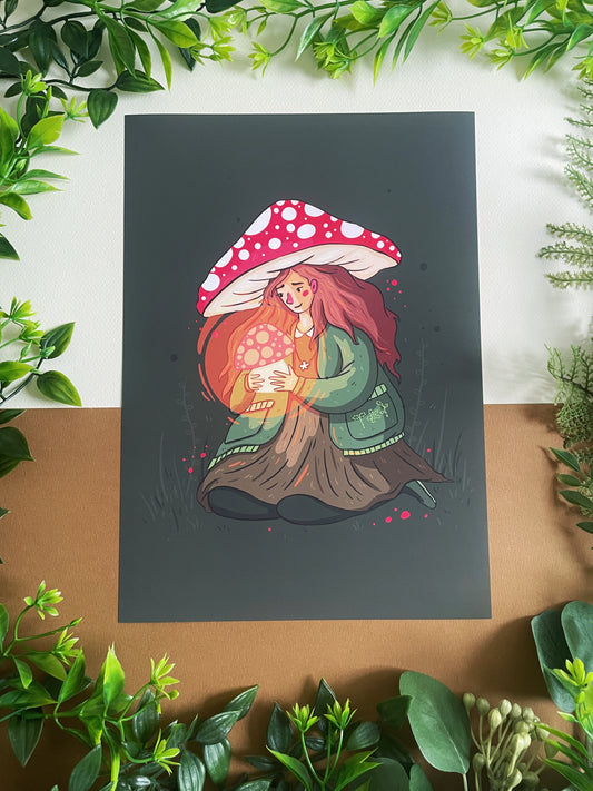 Mushroom Girl - A4 Print