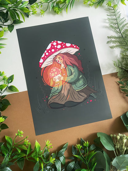 Mushroom Girl - A4 Print