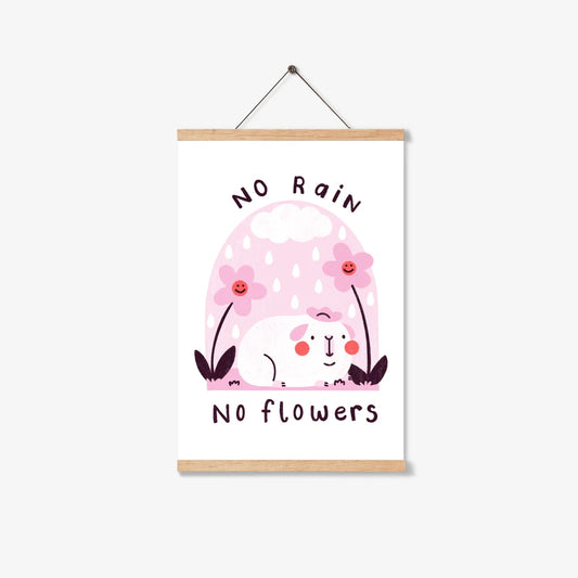 No Rain No Flowers Guinea Pig - A4 Print