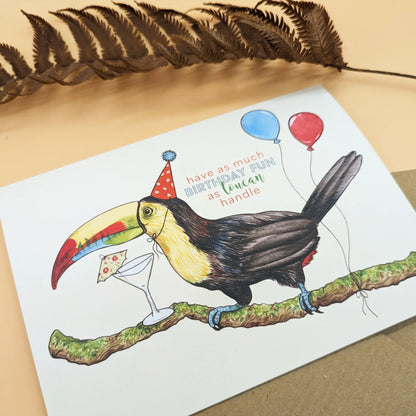 Birthday Fun as Toucan Handle - 7” x 5” Card