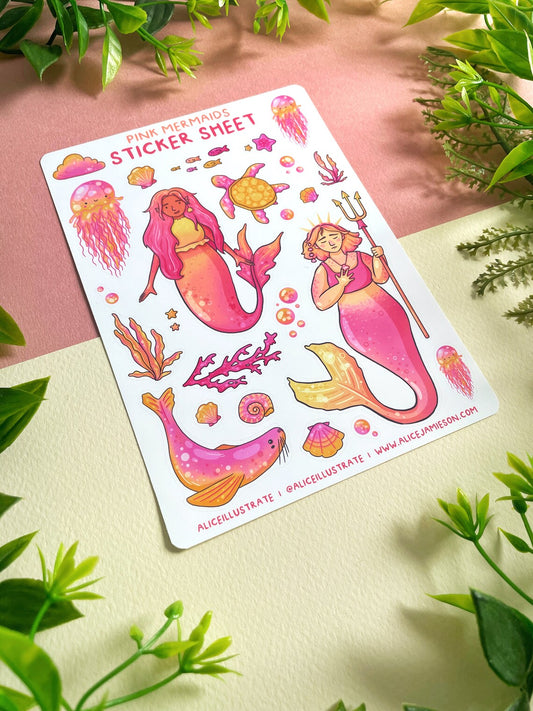 Pink Mermaids - Sticker Sheet