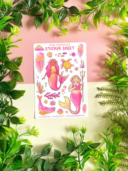 Pink Mermaids - Sticker Sheet