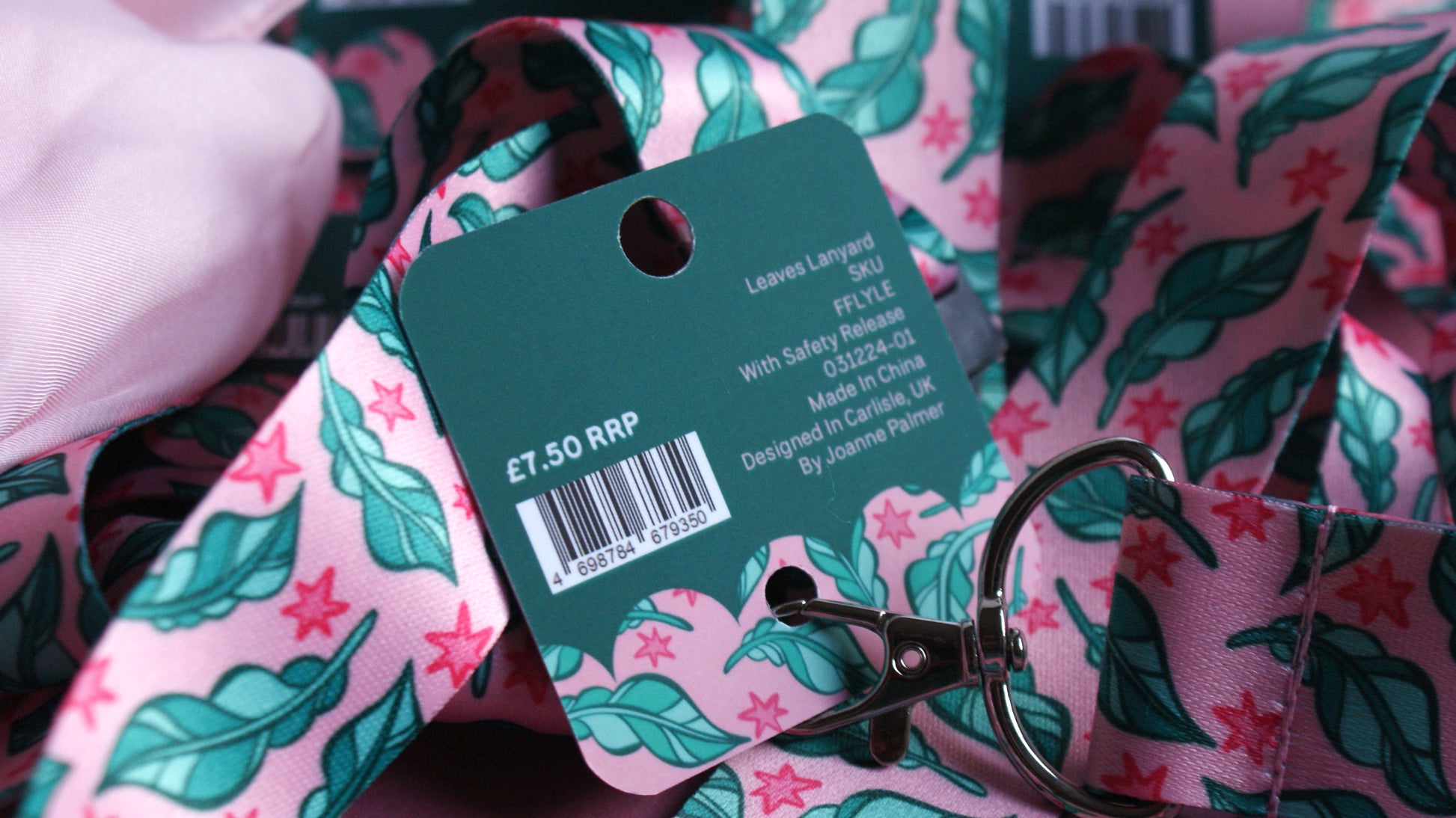 Close up shot of the packaging to the leaves lanyard.