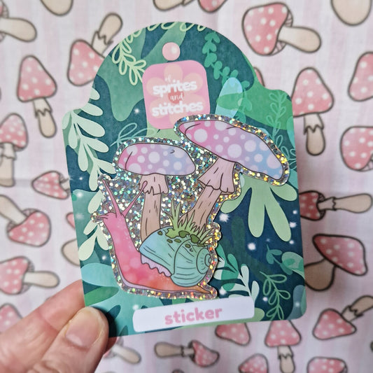 Snail & Toadstool Glitter - Sticker