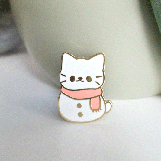 Snowman Cat - Enamel Pin - Flutter & Fern