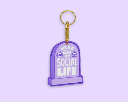 Here Lies My Social Life (Lilac) - Keyring
