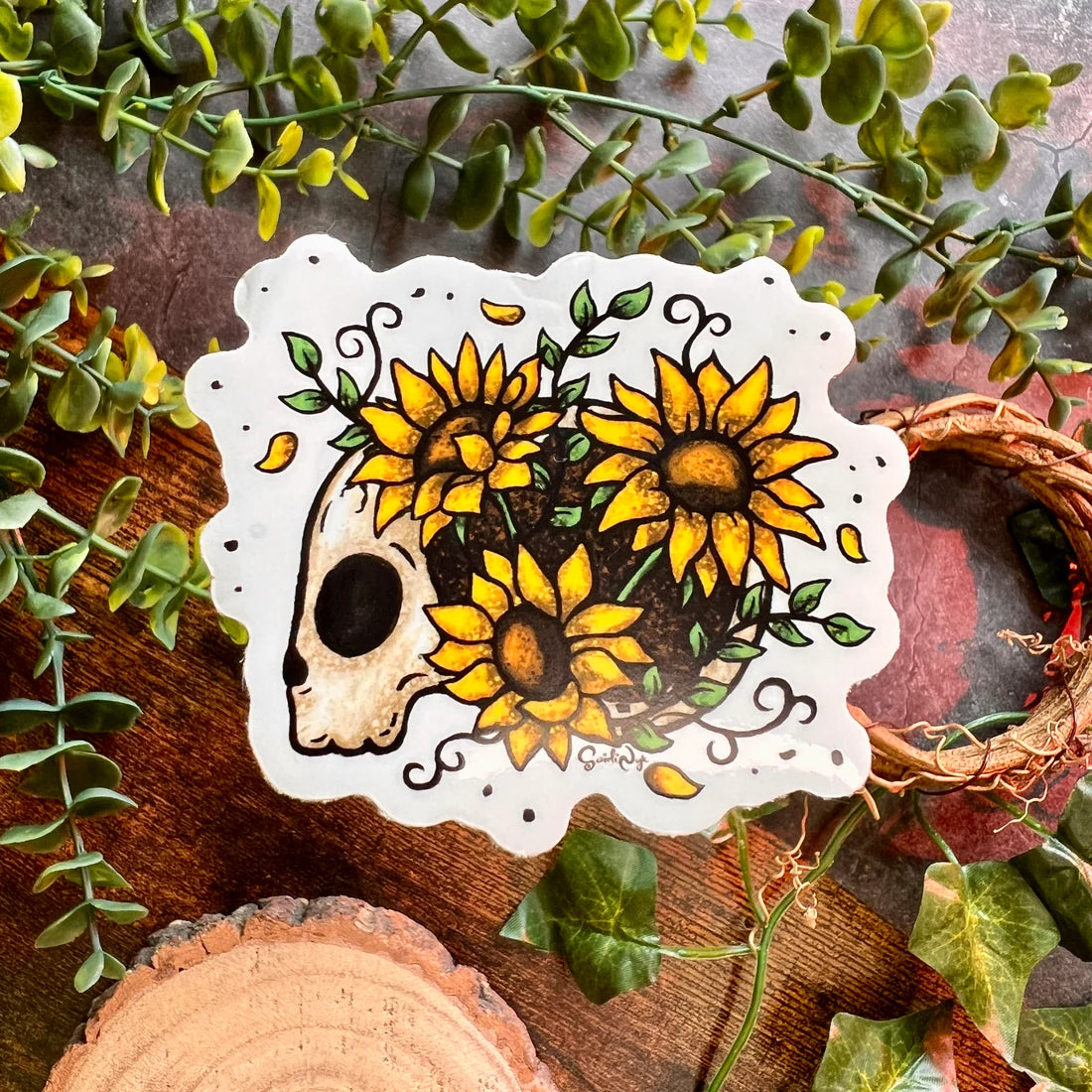 Sunflower Skull - Sticker