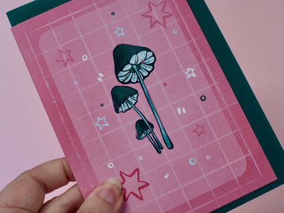 Teal Mushrooms - A6 Card