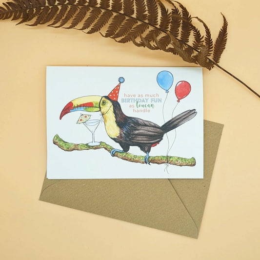 Birthday Fun as Toucan Handle - 7” x 5” Card