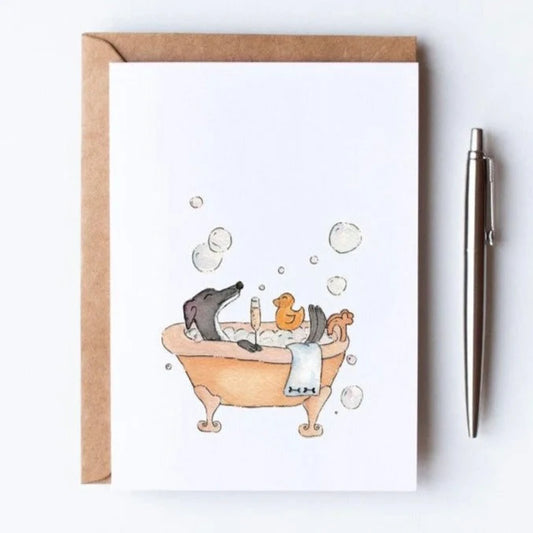 Whippet - Twiglets Bathtime - A6 Card