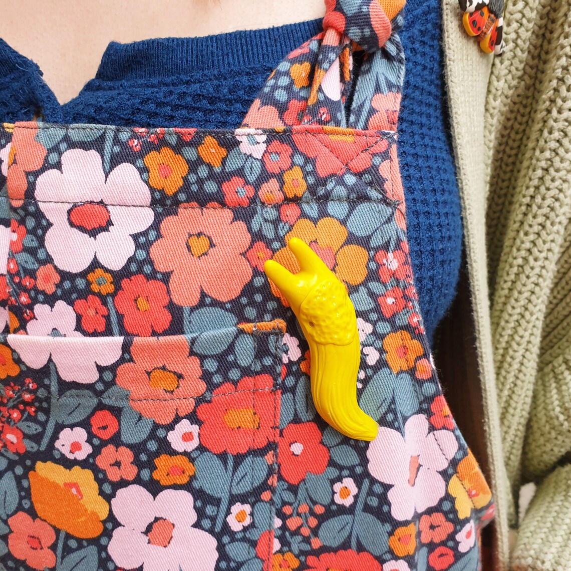 Yellow Slug - Handmade Pin - Flutter & Fern