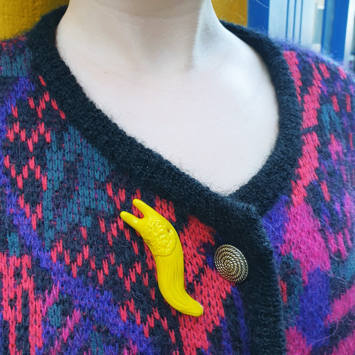 Yellow Slug - Handmade Pin - Flutter & Fern