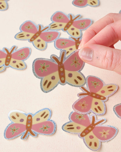 Pink Butterfly - Holographic Sticker