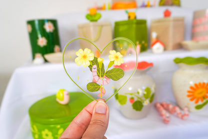 Worm Heart Flower - Transparent Vinyl Sticker