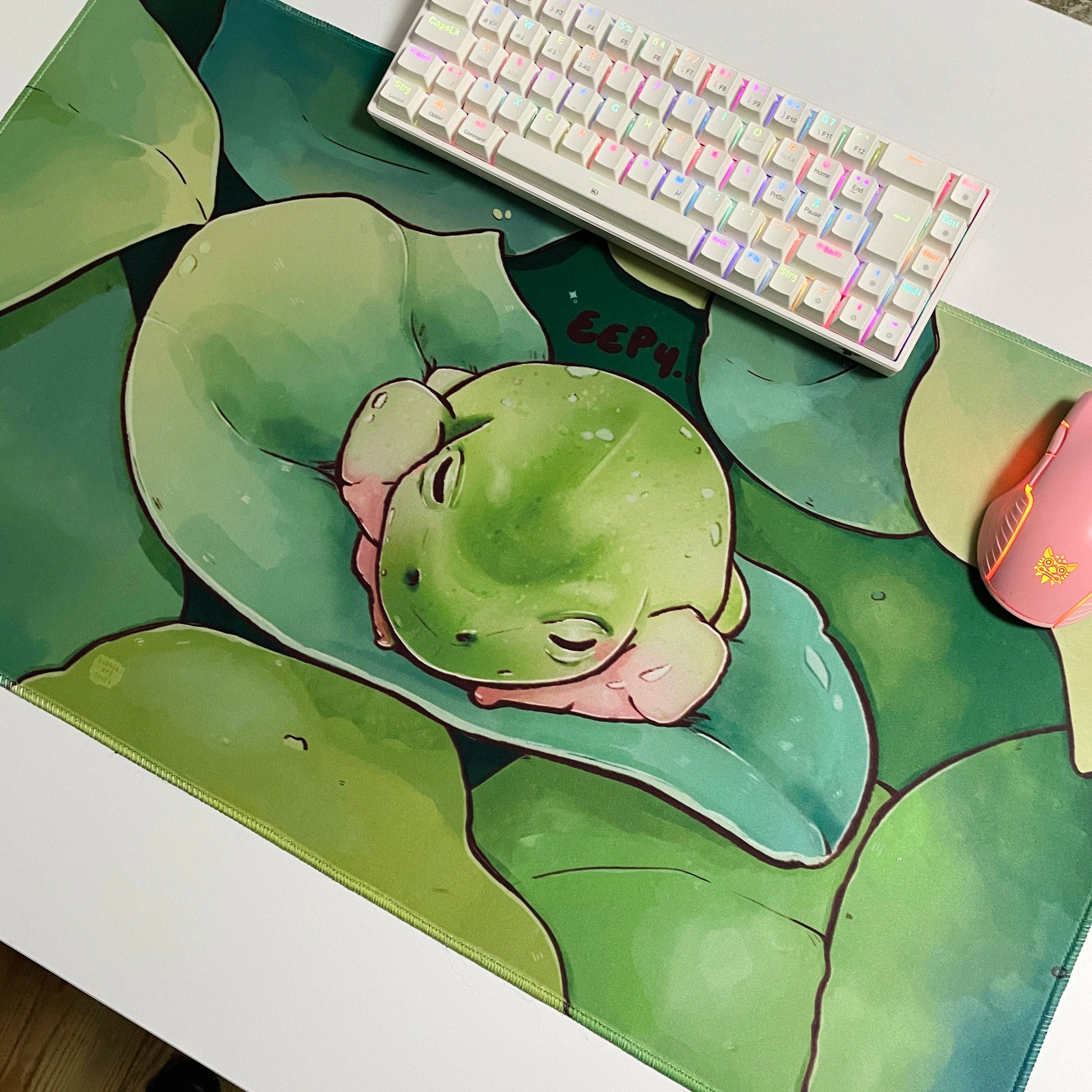 Sleepy Frog | Large Desk Mat | 70x40cm Gaming Mousepad 