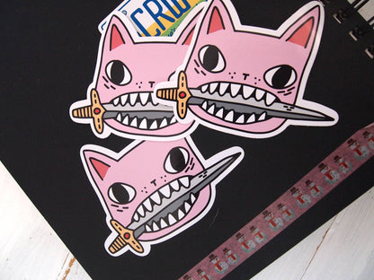 Pink Cat Face - Sticker