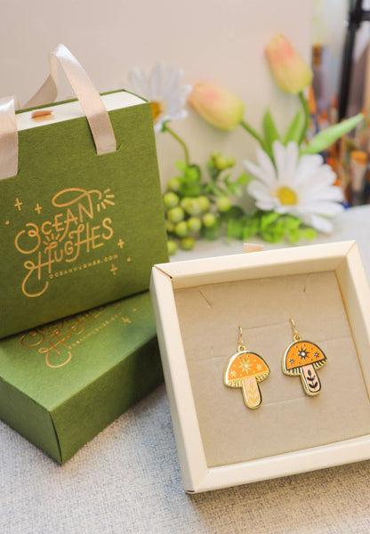 Cosmic Mushroom - Enamel Earrings