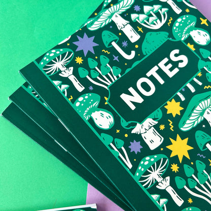 Green Mushroom - A5 Dotted Notebook