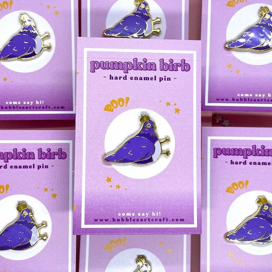 Pumpkin Bird Pin | Hard Enamel Pin | Cute Halloween Pin