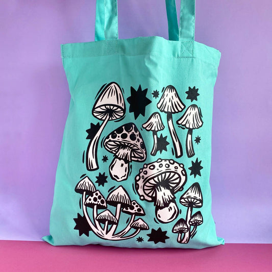 Mint Green Mushroom - Tote Bag