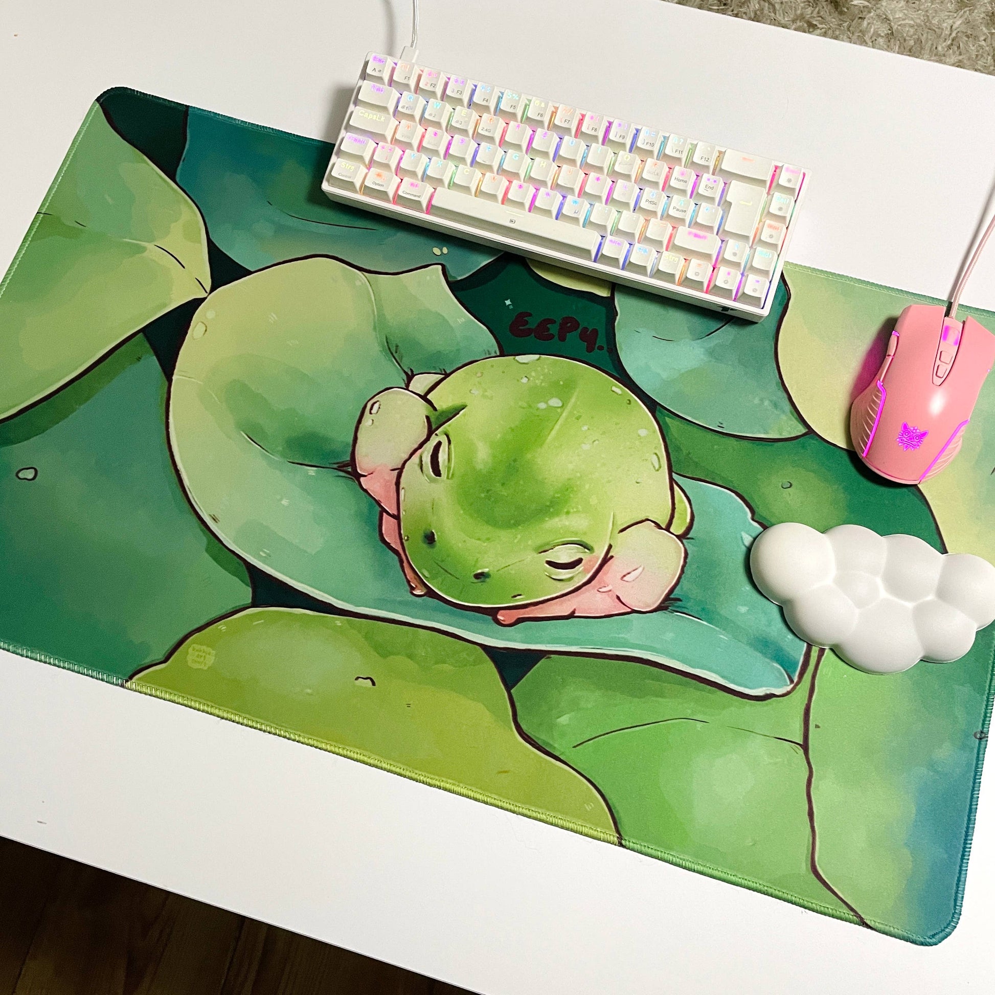 Sleepy Frog | Large Desk Mat | 70x40cm Gaming Mousepad 