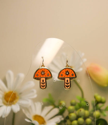 Cosmic Mushroom - Enamel Earrings
