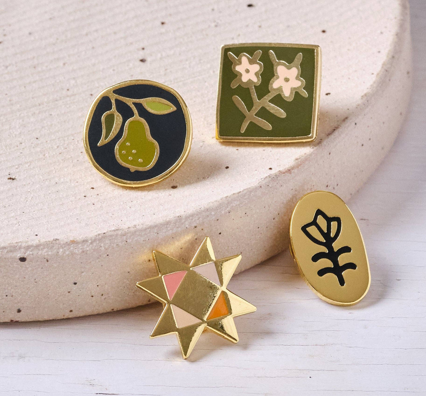 Square Folk Art Flower - Enamel Pin