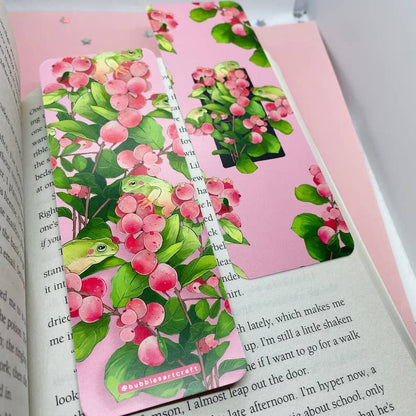 Snowberries Frog Bookmark | Frog Art | Cute Bookmark