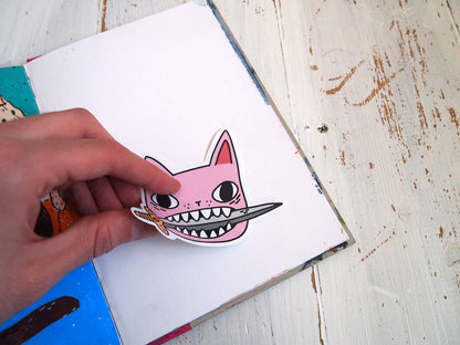 Pink Cat Face - Sticker
