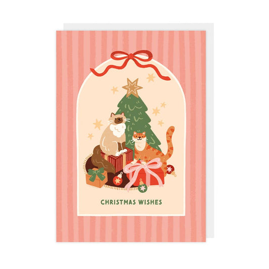 Christmas Tree & Cats - A6 Christmas Card