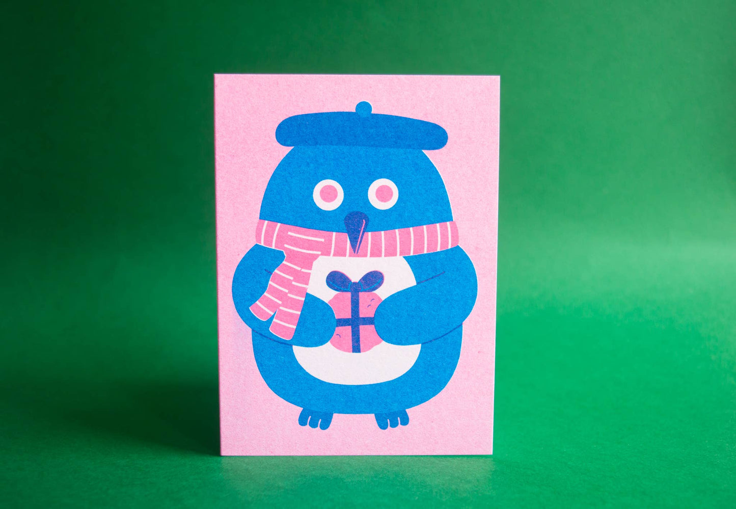 Gifting Penguin - Seasonal Risograph Card