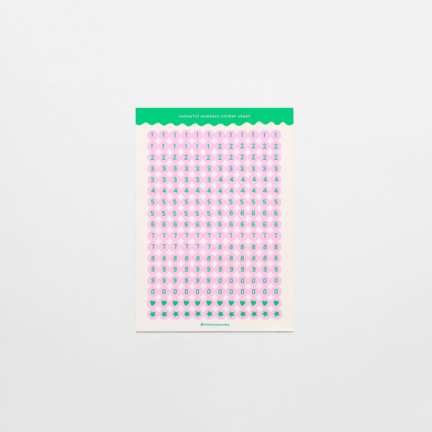 Green and Pink Number Bead - Sticker Sheet