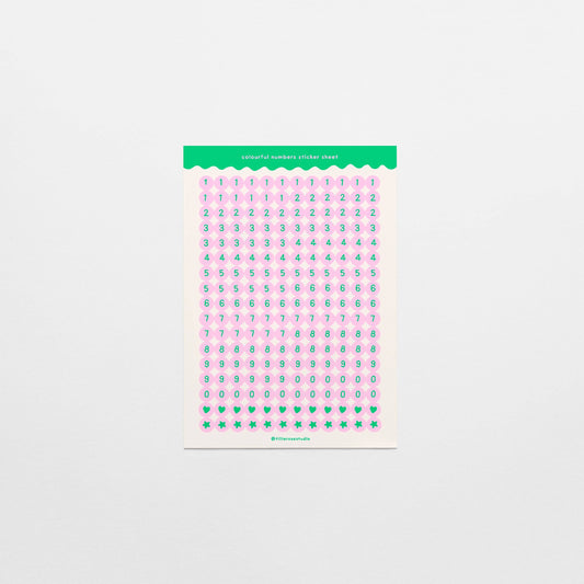 Green and Pink Number Bead - Sticker Sheet