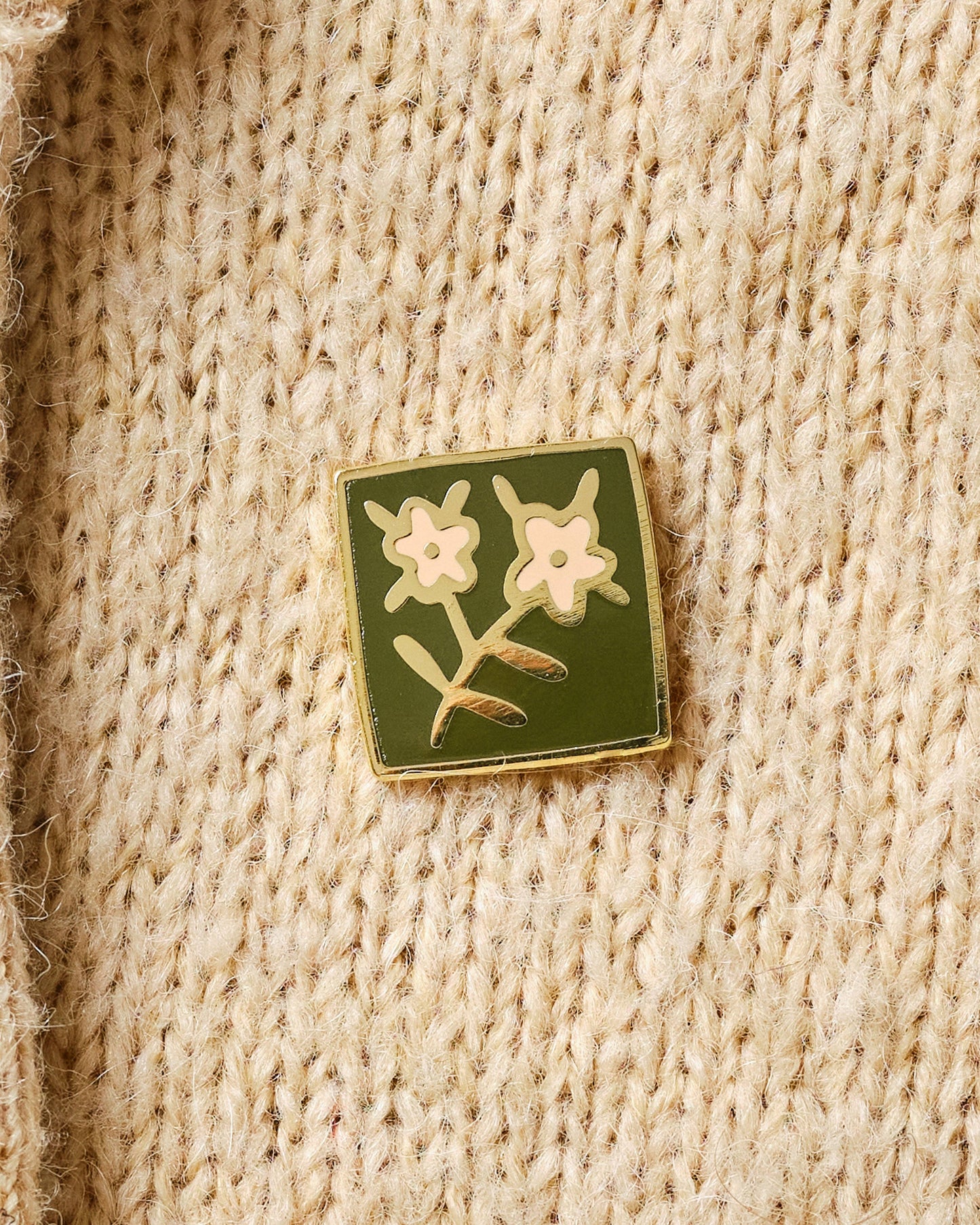 Square Folk Art Flower - Enamel Pin