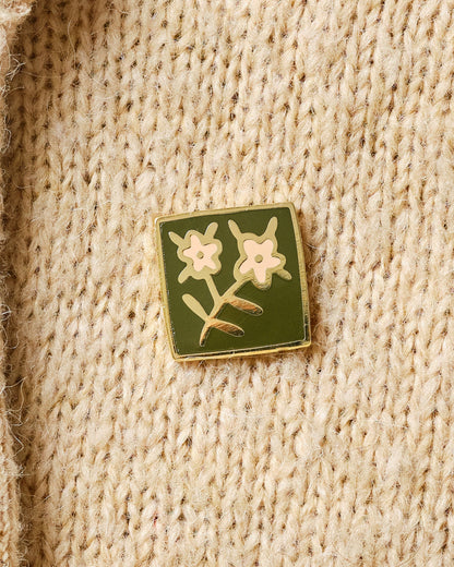 Square Folk Art Flower - Enamel Pin