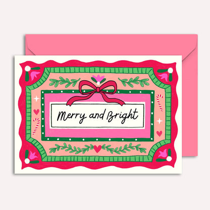 Merry and Bright Bow - A6 Christmas Card