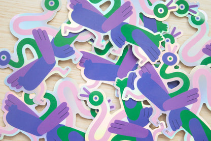 Dancing Ducks Holographic - Sticker