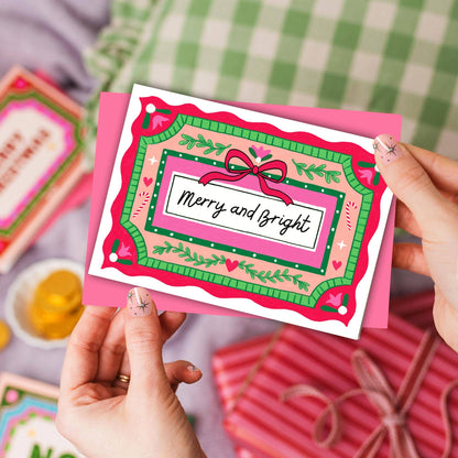 Merry and Bright Bow - A6 Christmas Card