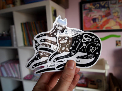 Black Tattoo Cat - Sticker
