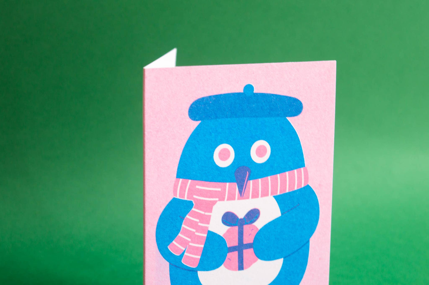 Gifting Penguin - Seasonal Risograph Card