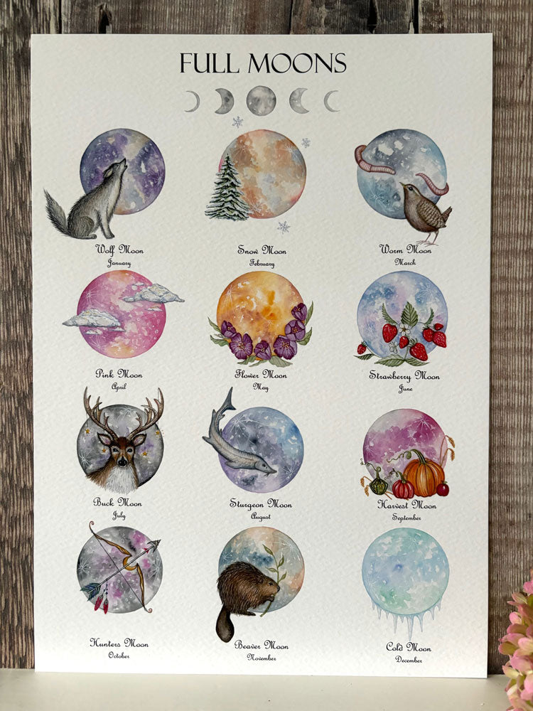 Full Moons - A3 Print - Flutter & Fern