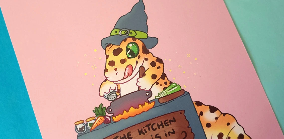 Leopard Gecko Kitchen Witch - A5 Print