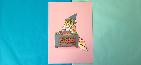 Leopard Gecko Kitchen Witch - A5 Print