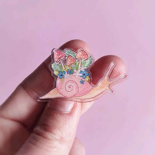 Snail & Toadstool - Acrylic Pin